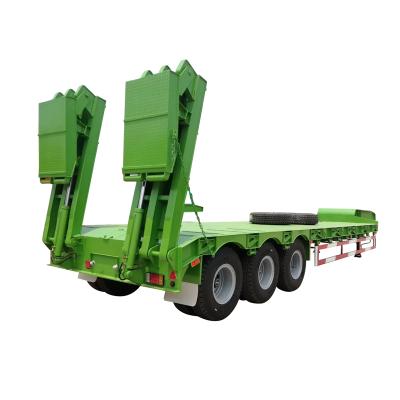 China 3 Axle 60ton Truck Trailer MOLEXI Low Boy Extendable Gooseneck Lowboy 100 Ton Lowboy Semi Trailer 3 Bed Trailer for sale