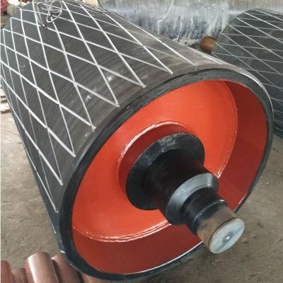 China Machinery Belt Conveyor Parts Drum Main Pulley / Rubber Conveyor Trailing Pulley for sale