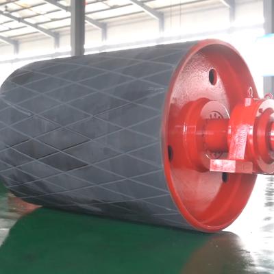 China Custom Industrial Machinery Coal Mine Belt Conveyor Drive Head Pulley Pulley Covered Pulley for sale