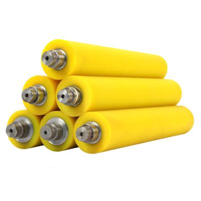 China Durable Polyurethane Core Polyurethane Coated Rubber Iron Roller Cradle Polyurethane Roller Waiting Roller Pad Shaft for sale