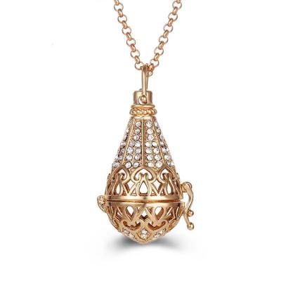 China 316L Stainless Steel Marlary Inlay Crystal 4 Colors Sprinkle Chinese Drop Shape Diffuser Necklace Car Pendant For Perfume for sale