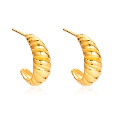 China TRENDY Wholesale 18K Gold Plated Stainless Steel Fashion Minimalist Stud Earrings For Women Jewelry for sale