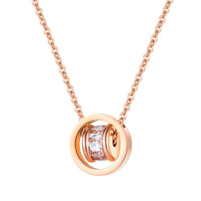 China High Quality TRENDY 18K Rose Gold Plated Stainless Steel Charm Accessories Jewelry Necklace Zirconia for sale