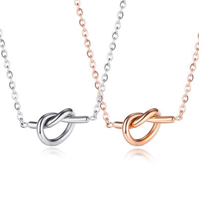 China 2020 New Trendy Stylish Accessories Knot 18K Rose Gold Stainless Steel Pendant Necklace For Women for sale