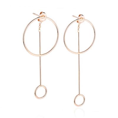 China Korea Popular Earring For Wholesale Rose Gold Round Stud Earrings Trendy Women Fashion Jewelry Gift for sale