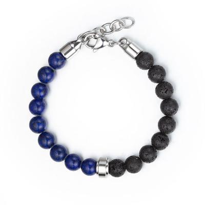 China Hot Wholesale Charm FASHIONABLE Lava Bracelet Beads Stainless Steel Men's Jewelry for sale