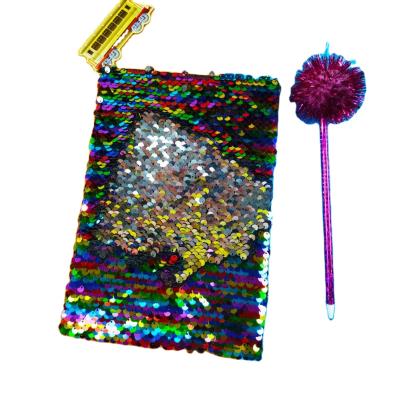 China Custom Printed Glitter Notebook Color Rainbow Glitter Magical Diary Set 2020 School Supplies Hardcover Book for sale