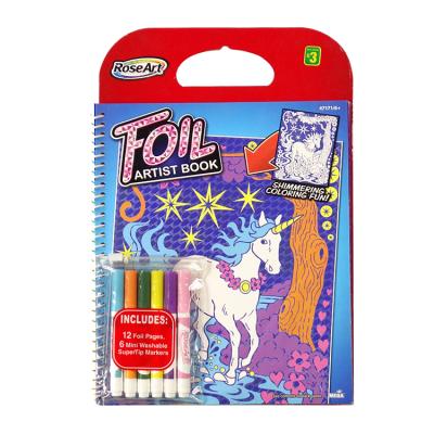 China Best Selling Cardboard Foil Coloring Books With Colorful Markers Rigging Fun Coloring Book for sale