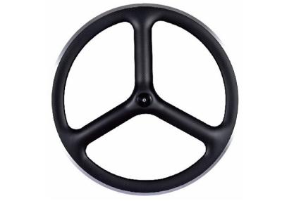 China Full Carbon Tri Spoke Front Wheel 700c Alloy Brake Surface 23MM Width for sale