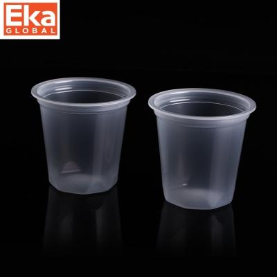 China Disposable 7.5oz/221ml Bottom custom Juice Drink Kiwi Fruit Juice Plastic plastic cup holder Canned plastic glass cup for sale