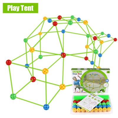 China Plastic+Polyester DIY Assembly Kids Construction Fort Building Kit Toys Building Castles Tunnels Toy Tent for sale