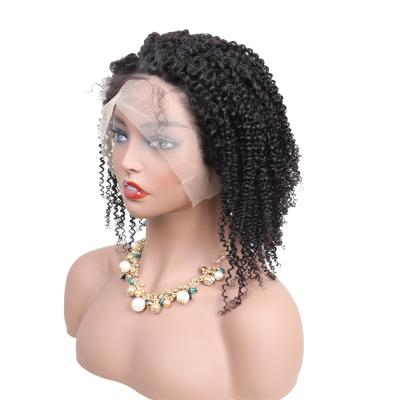 China New Fashion Soft Transparent Swiss Lace 13x4 Headband Kinky Curly Ghrehair Wave Wigs Supplier For Women for sale