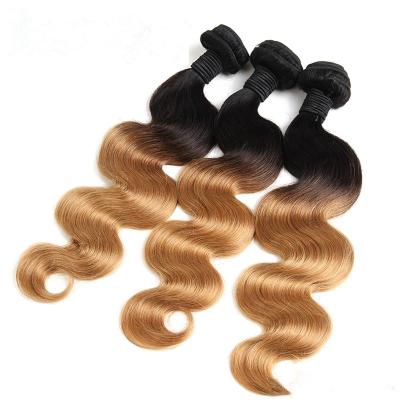 China Soft Cheap Body Wave 1B/27 Brazilian Ombre Hair Weave Price Good Quality Body Wave Bundles With Closure for sale