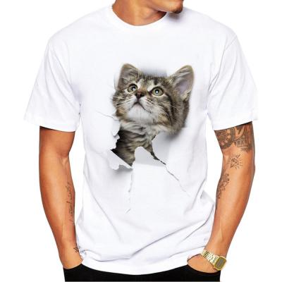 China wholesale Anti-Wrinkle Full 3D Cat Anime Short Sleeves Dressed Shirts Plus Size Men's T-Shirts for sale