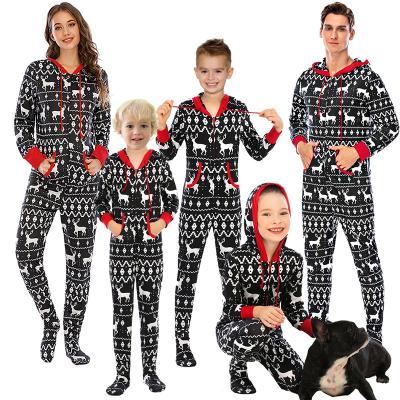 China One Piece Christmas Overalls Pajamas Autumn Sleepwear Long Sleeve Overalls Kids Adult One Piece QUICK DRY Hoody for sale