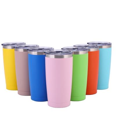 China Durable 20oz Stainless Steel Tumbler With Lid And Straw, Vacuum Insulated Tumbler Cup, Double Wall To Powder Coated Travel Coffee Mug for sale