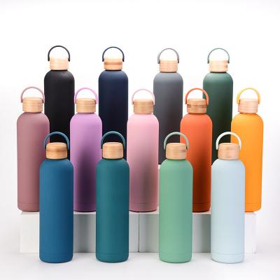 China Sport Sustainable Water Bottle With Handle Wall Vacuum Flasks Stainless Steel Portable Double Insulated Thermos With Lid for sale