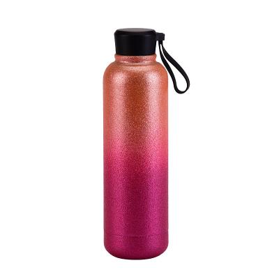 China Viable Glitter Powder Double Tumbler 17OZ Wall Stainless Steel Vacuum Flask Outdoor Portable Water Bottle With Lid Portable for sale