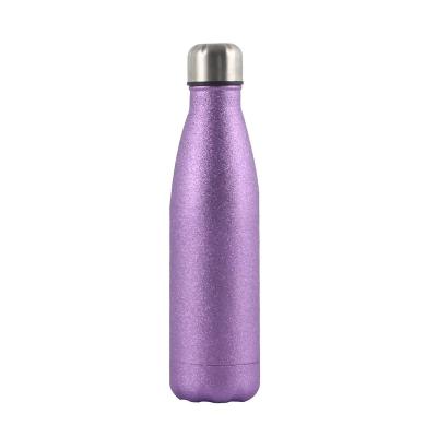 China Sustainable Sports Drinking Water Glitter Metal Insulated Vacuum Stainless Steel Cola Water Bottle Flask Cup With Custom Logo for sale