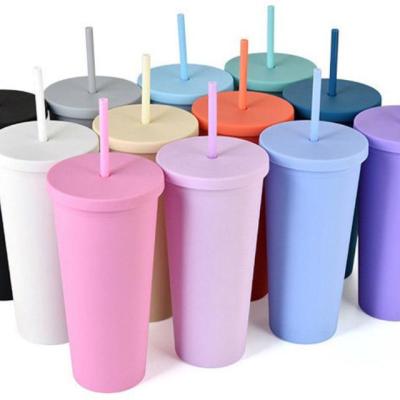 China Strata Viable Personalized Mug with Straw, Pastel Colors Double Wall Insulated Matte Tumbler Classic Style for sale