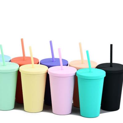 China Durable Matte Acrylic Double Wall Tumbler, 16oz/24oz Reusable Personalized Beverage Mug with Lid and Straw, Cold or Hot Beverages for sale