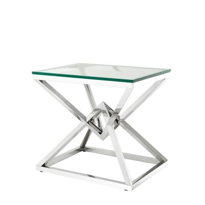 China Square clear glass side table factory manufacturing various modern living room furniture for sale