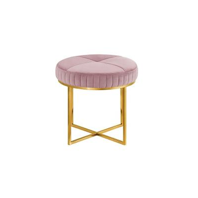 China New Style Modern Portable Multifunctional Pink Velvet Comfortable Decoration Pouf for sale