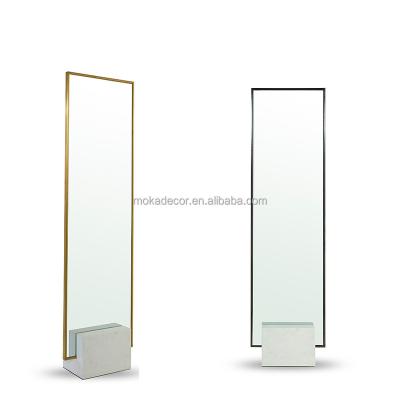 China 2022 Contemporary Living Room Decorative Modern Marble Hallway Low Wall Standing Mirror for sale