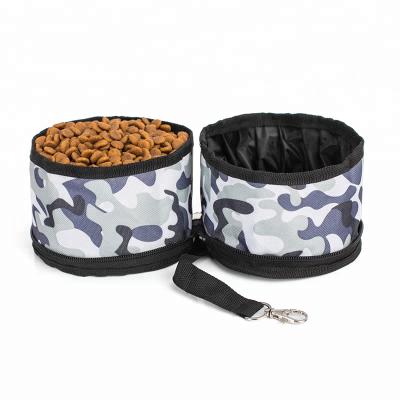 China Sustainable Design Pet Collapsible Double Water Food Travel Bowl for sale