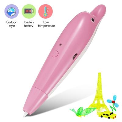 China Use at home pen 2020 new 3d for children drawing pen low temperature cute dolphin shape built-in battery for sale