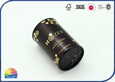 China 182gsm Gold Paper Cardboard Canister Packaging Tube With Metal Lid for sale