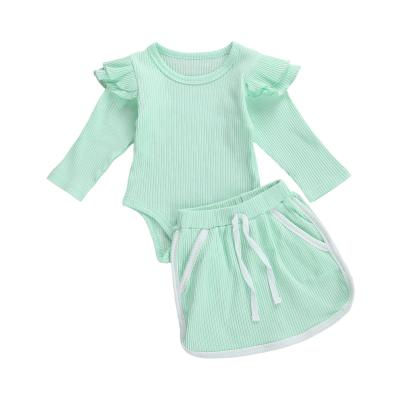 China 0-24M Knitted Newborn Infant Breathable Baby Clothes Sets Soft Ruffles Romper Borders Autumn Baby Outfits for sale