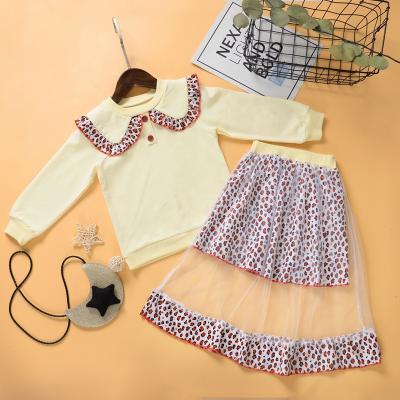 China Casual Toddler Baby Outfit Clothes Long Sleeve Shirt Tops+Leopard Skirt Dress Set for sale