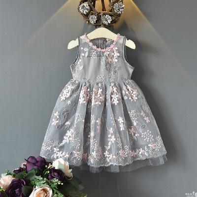 China Breathable Lace Girls Dresses Elegant Kids Dress Sleeveless Mesh Casual Frocks Girls Summer Dress for sale