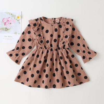 China Girl's Dress Cotton Polka Dot 2021 Breathable Kids Dresses Long Sleeve Dot Kids Dresses For Girls Autumn Clothing for sale