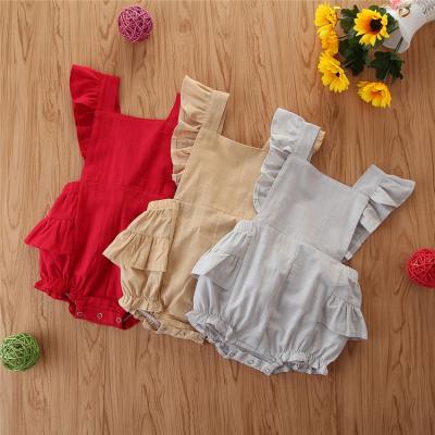 China 2020 Wholesale Organic Sleeveless Newborn Baby Clothes Cotton Baby Rompers for sale