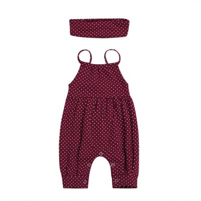 China New Baby 2Pcs Backless Overalls Clothes Polka Dots Romper Jumpsuit Headband Outfits Summer Short Girls for sale