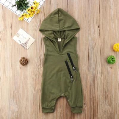 China Newborn Toddler Romper Cotton Baby Clothes Babies Boy Girls Sleeveless Hooded Jumpsuit Unisex Newborn Sleeveless Romper for sale