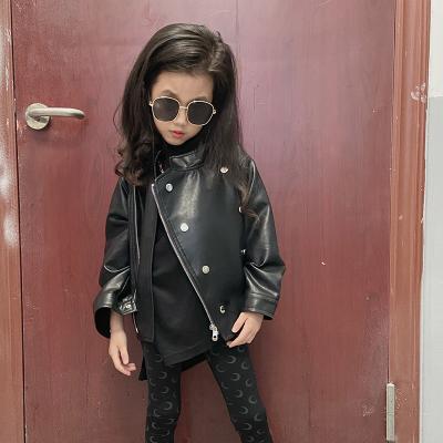 China Durable Autumn Winter Jacket Kids Girls PU Leather Coat Baby Boy Girls Zipper Coat Outwear for sale