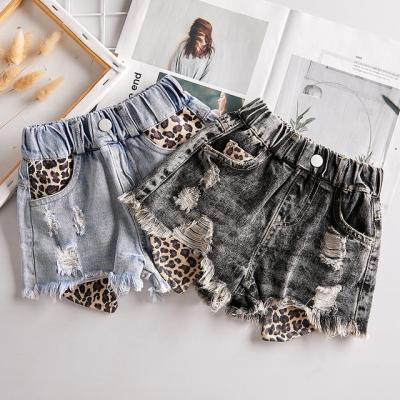 China Viable Girls Shorts Summer pGirls Denim Shorts Casual Jeans Holes Kids Leopard Jeans Shorts for sale