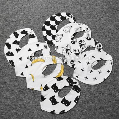 China Sustainable Baby Panda Banana Penguin Cloud Print Bibs Cotton Burp Cloths Fashion Baby Bibs for sale