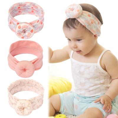 China Other Baby Pink Bandanas Printing Ball Headbands For Infants Kids Girls Hair Accessories Photo Prop for sale