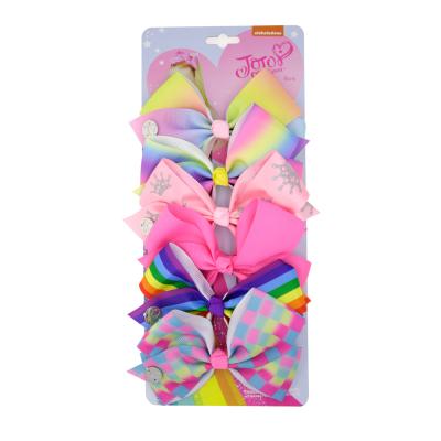 China European and American Style Kids Rainbow Hair Bows with Clips for Kids Girls Hair Clips Headwear Hair Accessories for sale