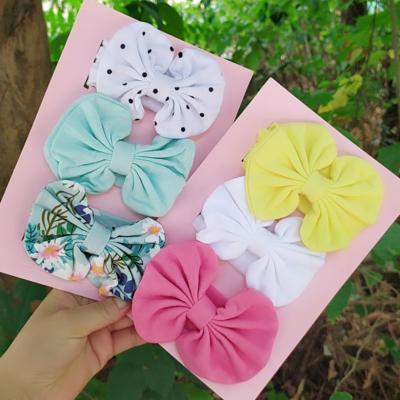 China 3Pcs Fabric Kids Floral Baby Girls Elastic Headband Bowknot Accessories Headband Set Bow Tie Kids Hair Accessories for sale