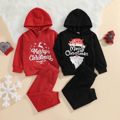 China Boys Girls Casual Fall Hooded Clothes Set Merry Christmas Baby Hooed Sweatshirt Pants 2pcs Outfit for sale