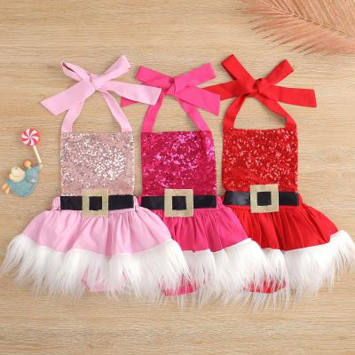 China Sleeveless Summer Babies Jumpsuit Dress Merry Christmas Tutu Jumpsuit Infant Dress for sale