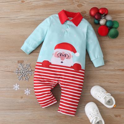 China Infant Long Sleeve Baby Boys Merry Christmas Romper Jumpsuit Striped Christmas Outfits New Year Jumpsuit for sale