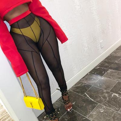 China Anti-Wrinkle Fashion Sexy Clothing Mesh Tights Slim Pants Women's Anti-Wrinkle Fitness Gaiters Sports 2021 Summer New Amazon Women for sale