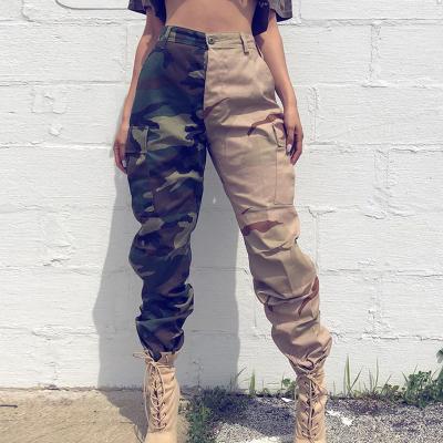 China 2021 QUICK DRY QUICK DRY Street Pulling Contrast Color Pockets Stitching Loose Pants Women's Wide-Leg Overalls Women Pants New High-Waist Camouflage for sale