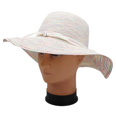 China Custom Wholesale Fashion Picture Summer Wide Brim Beach Wheat Straw Hat For Women Classic Plain Bow Flower for sale